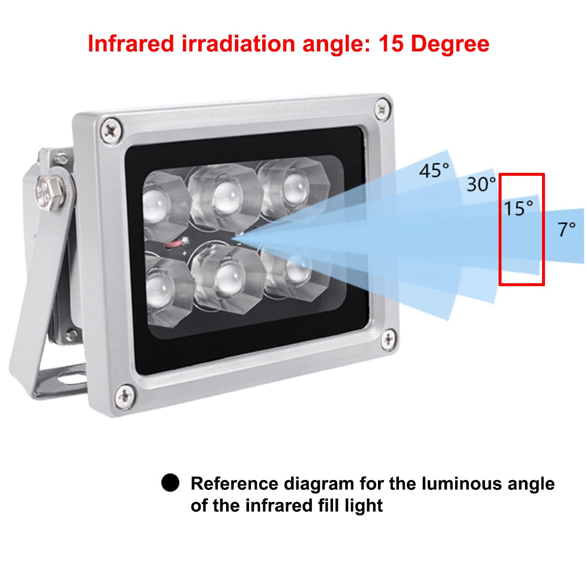 940nm Infrared Illuminator - 6-LED IP65 Waterproof Night Vision Light with 15° Beam Angle for Outdoor Security Cameras | Perfect for Home Surveillance, Wildlife Monitoring & Low-Light Photography (Compatible with 16mm Lens)