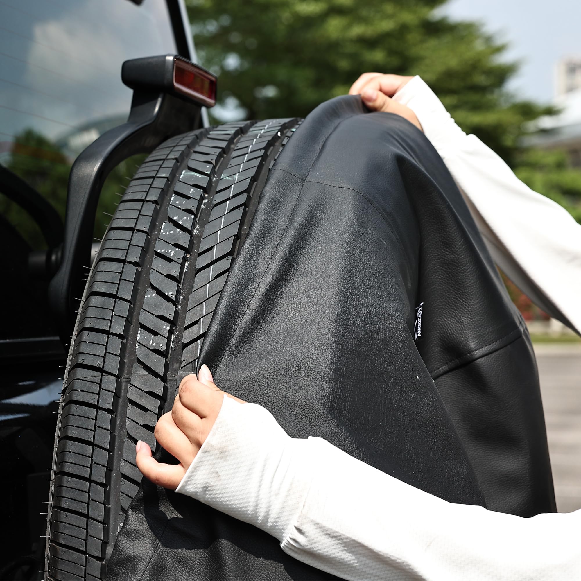 Moonet Universal PVC Leather Spare Tire Cover for Cars, Trucks, SUVs, RVs & Trailers - Waterproof & UV Resistant (Fits 27-29 Inch Wheels, Black) - Perfect for Outdoor Adventures, Camping & Road Trips