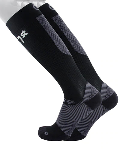 FS4+ Compression Bracing Socks for Men & Women - Black - Support for Running, Sports & Recovery - Improve Circulation & Reduce Swelling