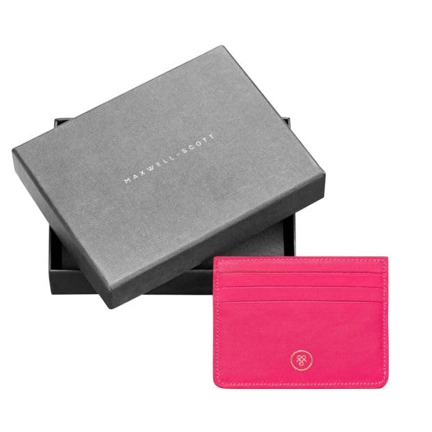 Maxwell Scott Lorento Women's Genuine Nappa Leather Wallet in Hot Pink - Slim RFID Blocking Credit Card Holder for Everyday Use & Travel