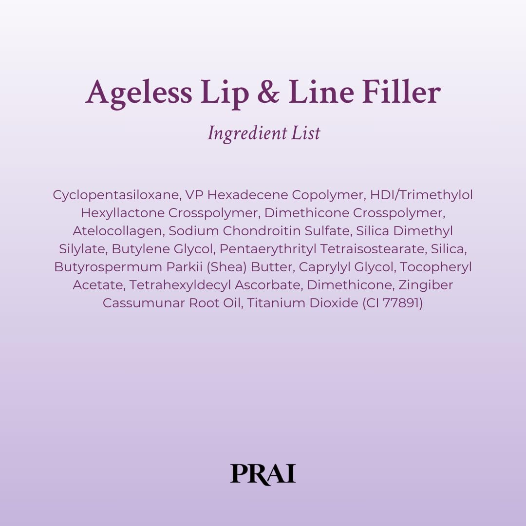 PRAI Beauty Ageless Lip and Line Filler - Instant Plumping Lip Serum for Smooth, Youthful Lips | Vitamin C & E Infused Moisturizing Treatment to Reduce Fine Lines & Boost Collagen | Perfect for Daily Use, Special Occasions & Anti-Aging Lip Care Routine