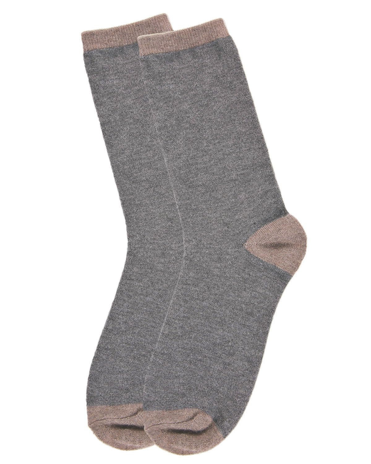 MeMoi Women's Soft Tipped Flat Knit Cashmere Blend Crew Socks - Ivory One Size - Cozy Winter Socks for Home, Office & Travel Comfort