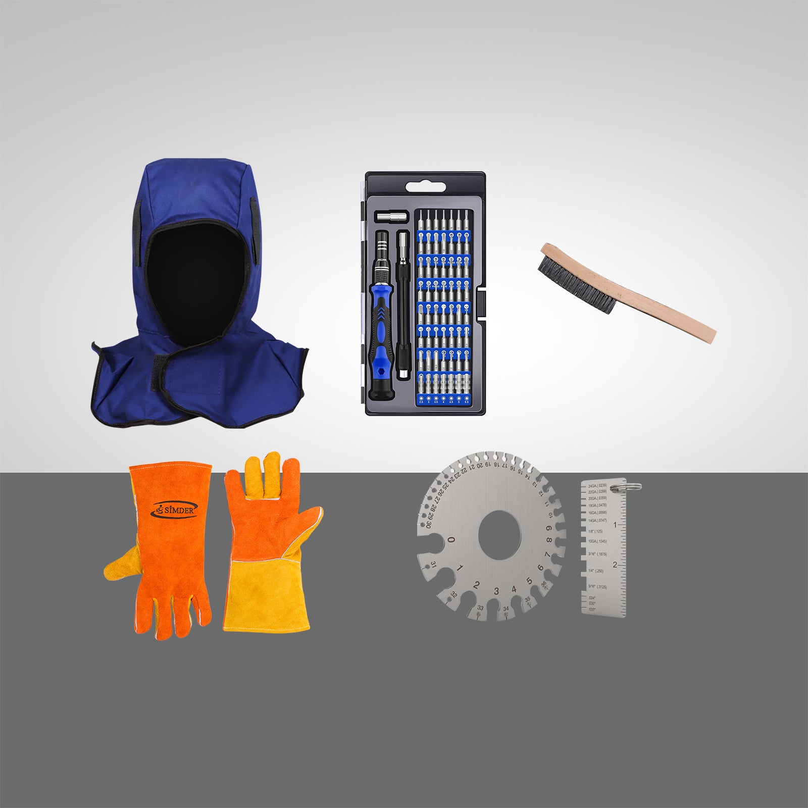 SSimder 5-Piece Welding Protection Kit - Heat Resistant Gloves, Apron, Sleeves & Cap for Metalworking & DIY Projects