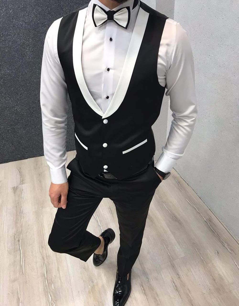 Frank Men's 3-Piece Slim Fit Suit - Shawl Lapel Formal Tuxedo Set (Blazer, Vest & Pants) for Wedding, Prom, Groomsmen & Business Events - Elegant Solid Color Office Attire & Special Occasion Wear