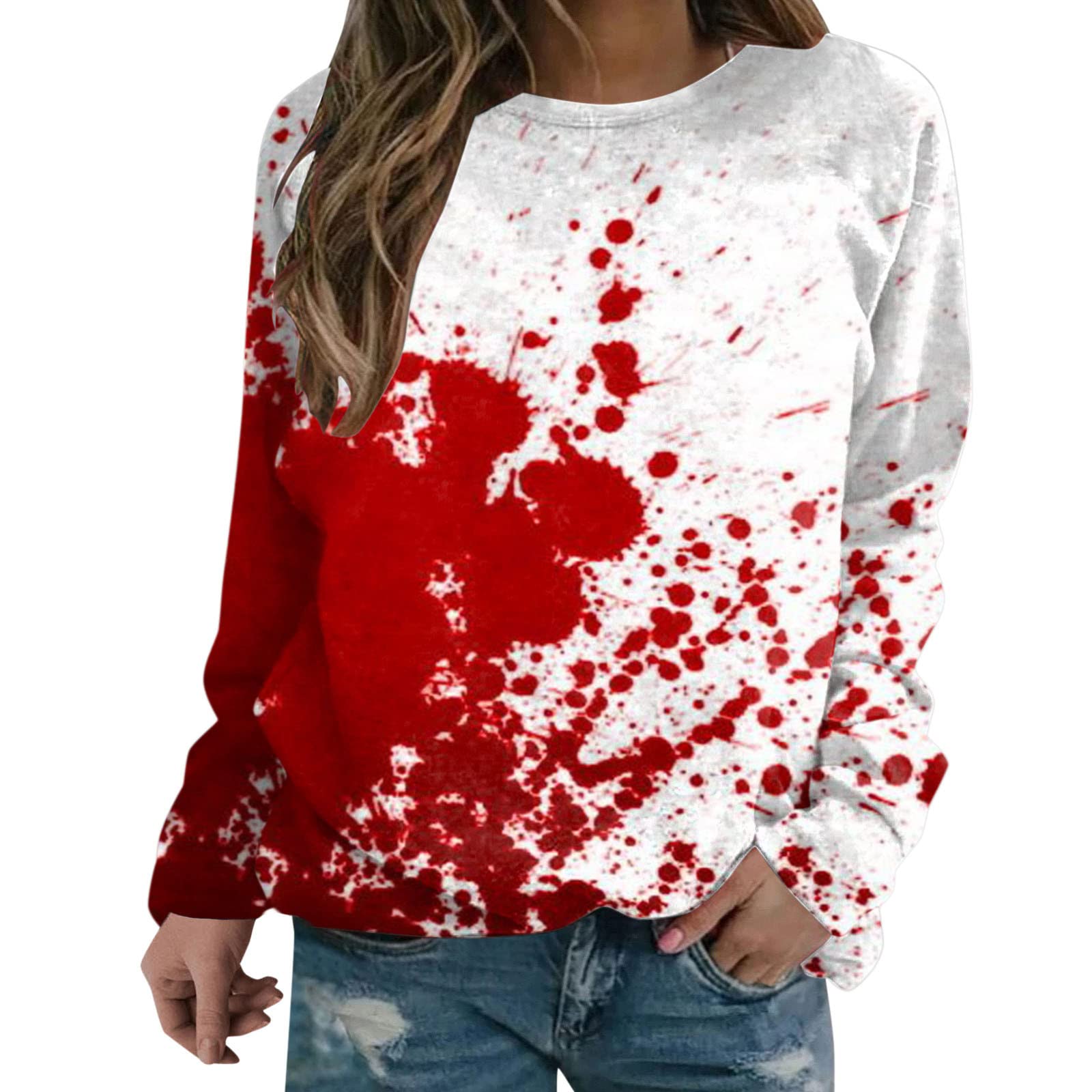 Vintage Bleached Halloween Sweatshirt for Women - Trendy Oversized Long Sleeve Shirt | Comfort Colors & Soft Fabric | Perfect for Halloween Parties, Fall Outfits & Cozy Seasonal Wear
