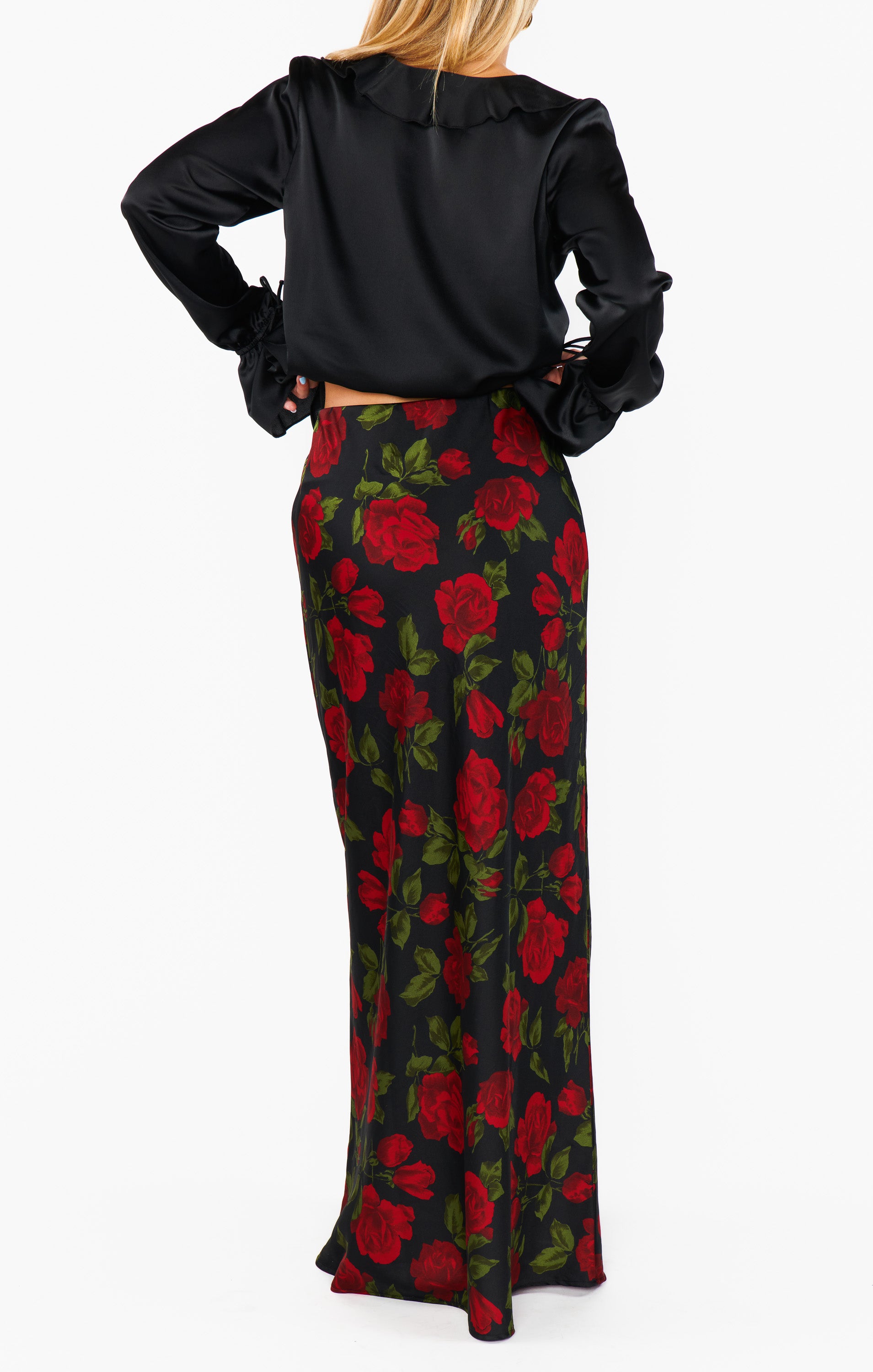Elegant Maci Maxi Skirt with Rose Print - Boho Floral Midi Skirt for Women | Perfect for Summer, Beach, and Casual Outings