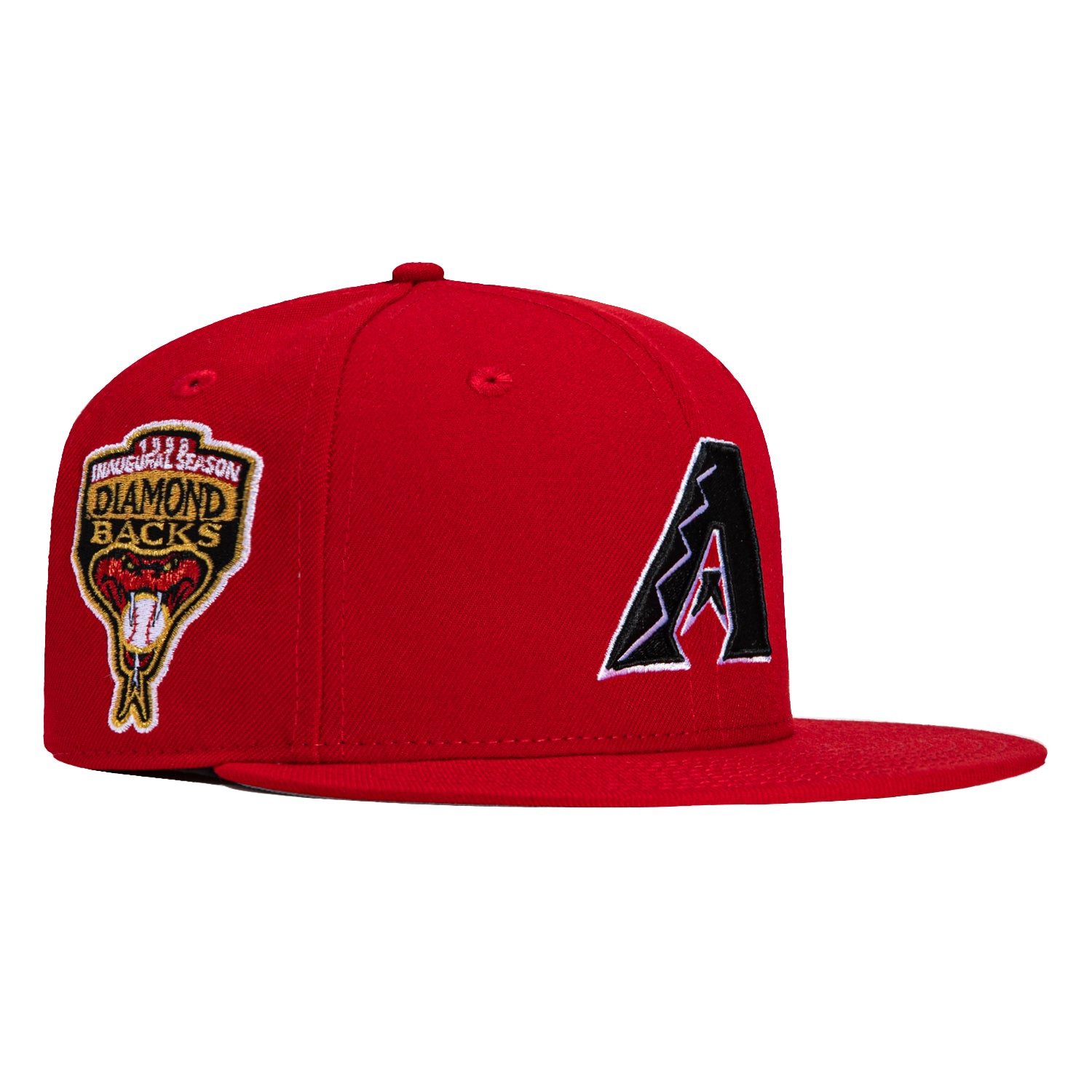 New Era 59Fifty Arizona Diamondbacks MLB Baseball Cap with Inaugural Patch - Red, Black & White Adjustable Snapback Hat for Men - Perfect for Games, Fan Gear & Streetwear Fashion