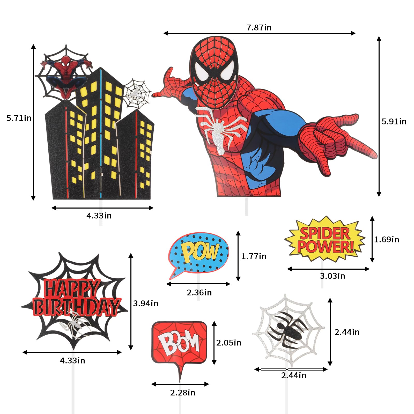 Spider Cake Toppers for Birthday Party Decorations - Superhero Theme Cake Decor for Boys & Men - Perfect for Halloween, Comic-Themed Parties & Superhero Birthday Celebrations