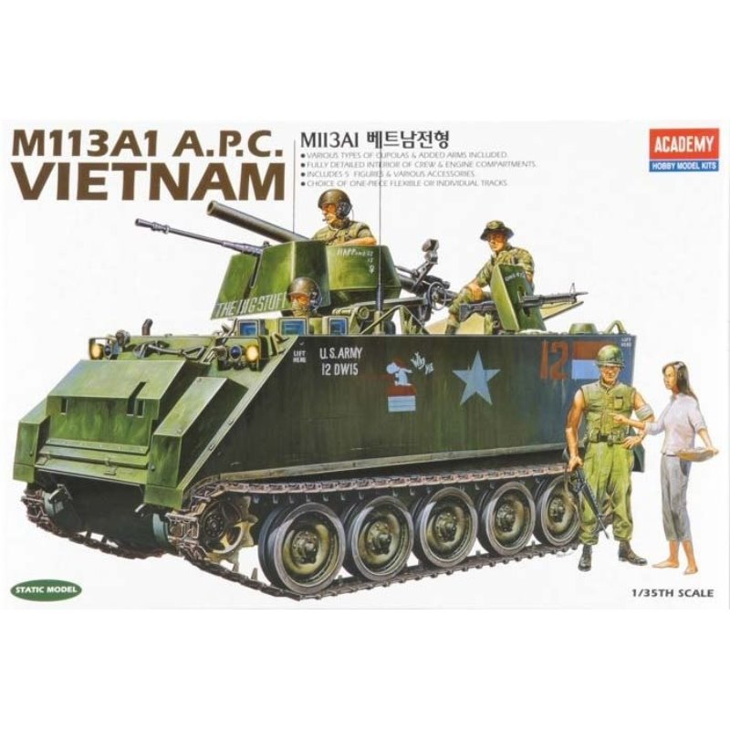1/35 Scale Academy 13266 M113A1 APC Vietnam War Military Vehicle Model Kit with Australian Decals - Perfect for Collectors, History Enthusiasts & Diorama Building
