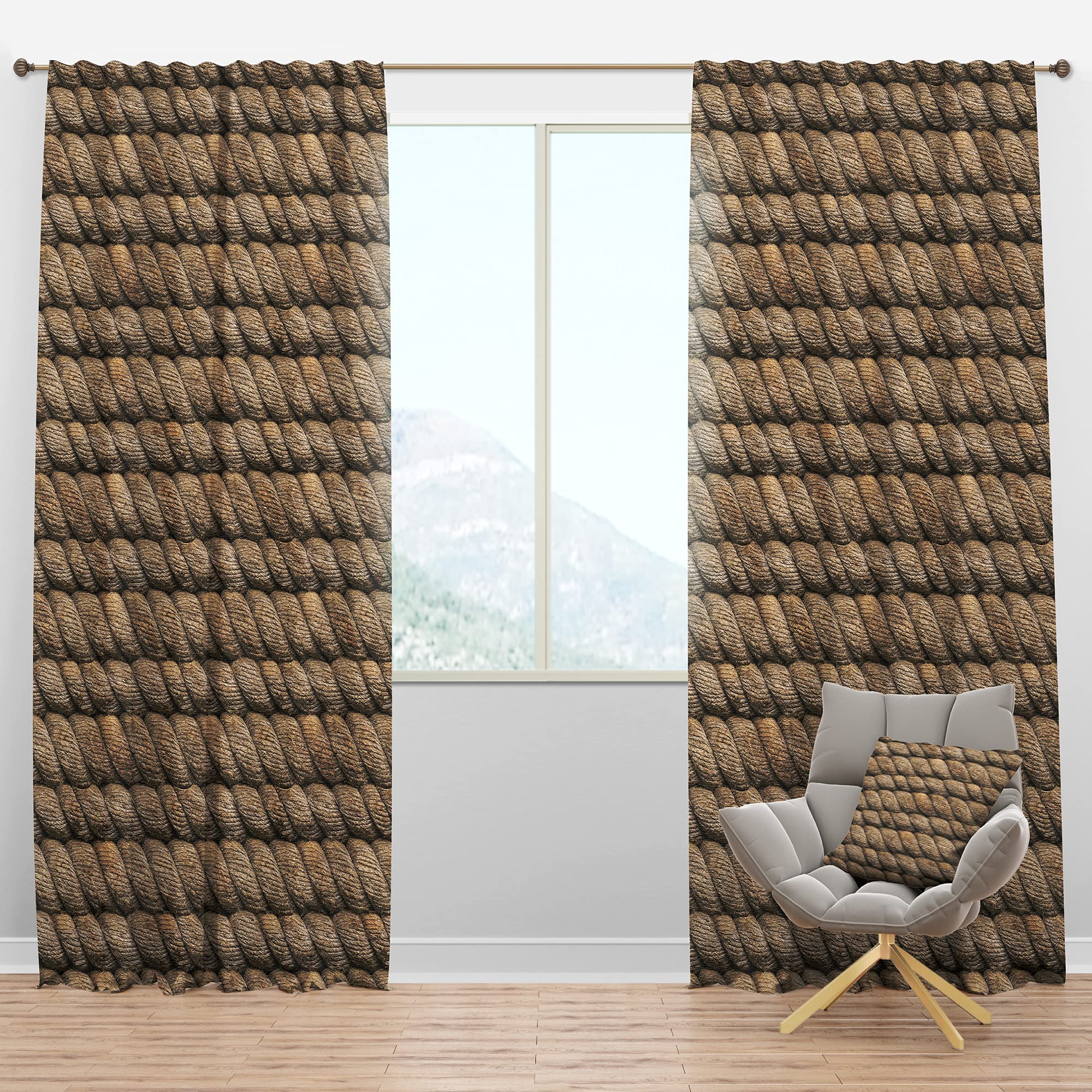 DesignQ Blackout Thermal Insulated Curtains - Hemp Rope Pattern Single Panel 52x90 - Perfect for Bedroom & Living Room Drapes - Blocks Light & Noise for Better Sleep & Privacy