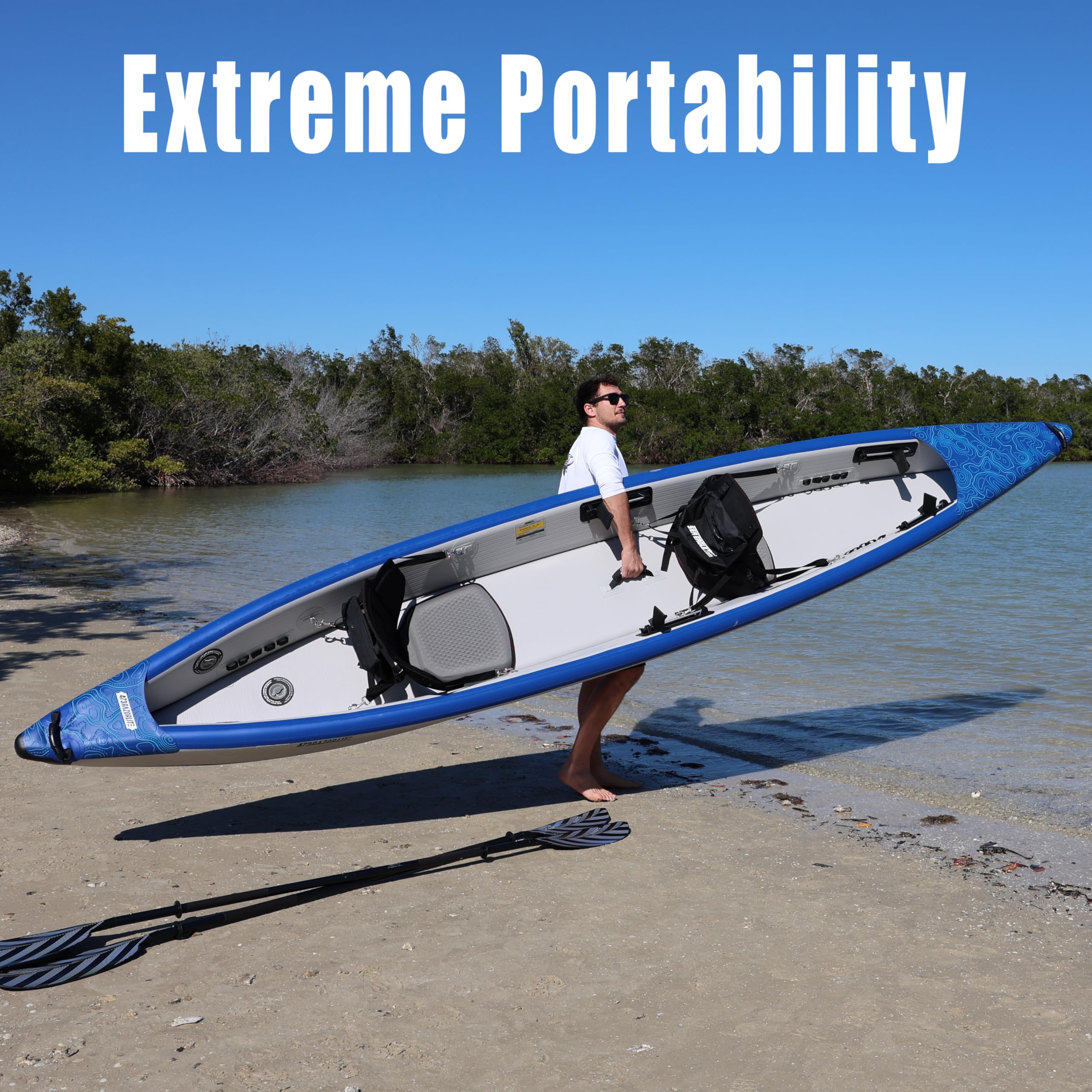 **Sea Eagle RazorLite Inflatable Kayak – Lightweight Drop-Stitch Design for High-Speed Touring | Solo or Tandem Use | Includes Tall Back Seat, Paddle, Backpack, Skeg & Pump | Perfect for Lakes, Rivers & Coastal Adventures**