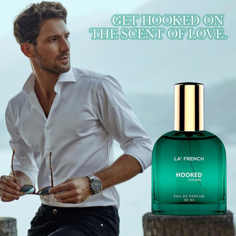 Premium French Hooked Perfume for Men 30ml - Long Lasting Eau De Parfum with Fresh Luxury Scent | Travel Size Cologne | Perfect for Date Night, Office & Special Occasions