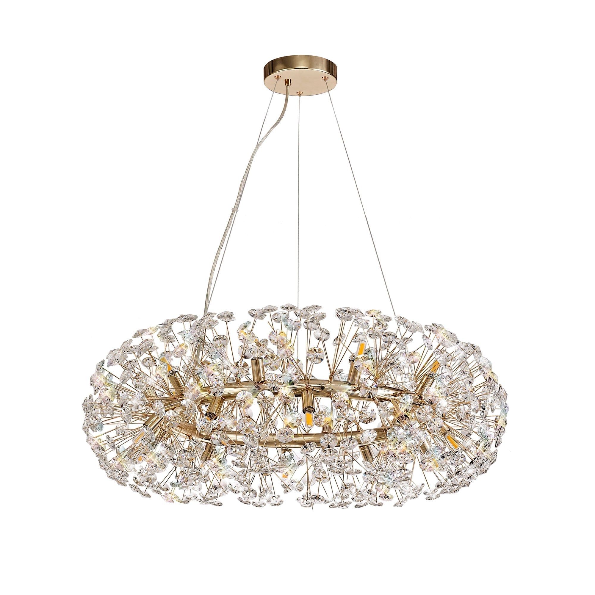 Bellagio Crystal Ceiling Light Fixture - 12/20/26/36 Light G9 Bulb - French Gold & Crystal or Chrome & Crystal - Elegant Dining Room & Living Room Lighting