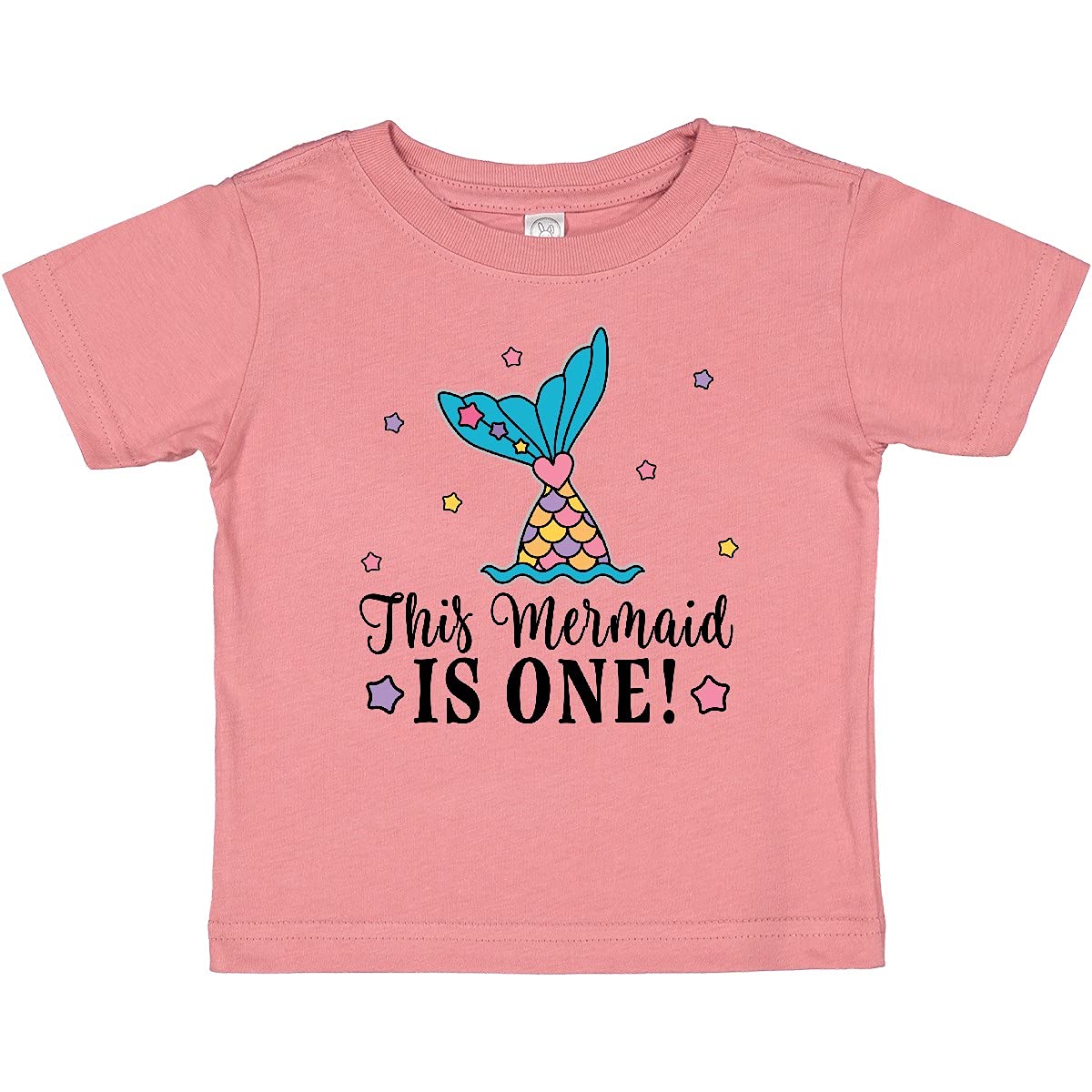 Inktastic Mermaid 1st Birthday T-Shirt for 1 Year Old Baby Girls - Cute First Birthday Outfit, Toddler Birthday Party Clothes, Baby Girl Gift Idea for Pool Party & Beach Vacation