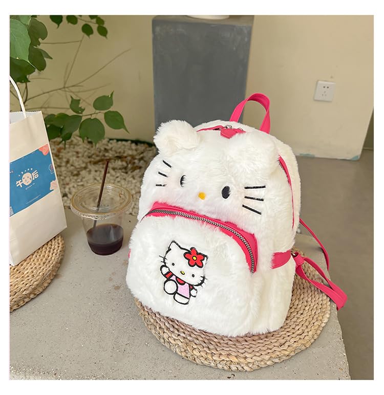 Cute Kawaii Plush Toddler Backpack for Girls & Boys - Soft Furry Mini Backpack with Cartoon Design, Pink Anime School Bag for Preschool & Kindergarten Kids | Perfect Gift for Birthday, Travel & Daily Use