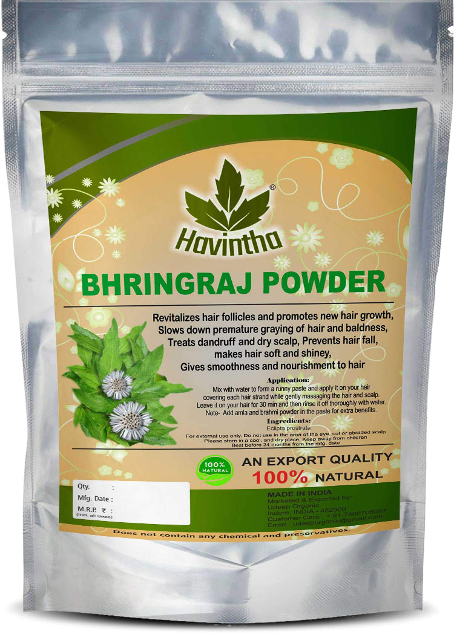 Havintha Amla Reetha Shikakai & Bhringraj Hair Powder - 100g Each (4-Pack Combo) | Natural Ayurvedic Hair Care for Growth, Shine & Scalp Health | Perfect for DIY Hair Masks & Herbal Treatments