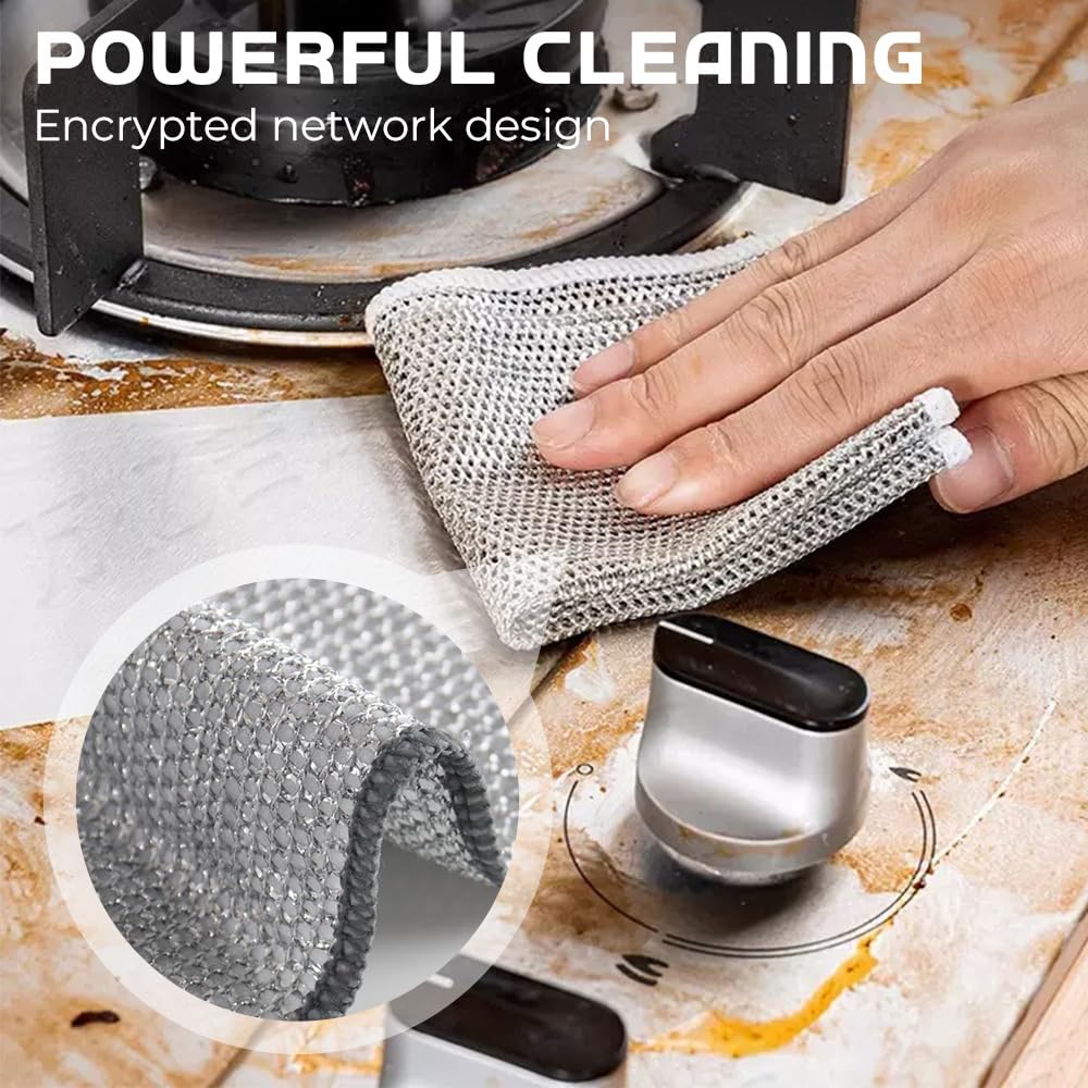 Premium Metal Wire Dish Cloth - Non-Scratch Scrubber for Dishes & Sinks (5-Pack) - Kitchen Cleaning Essential
