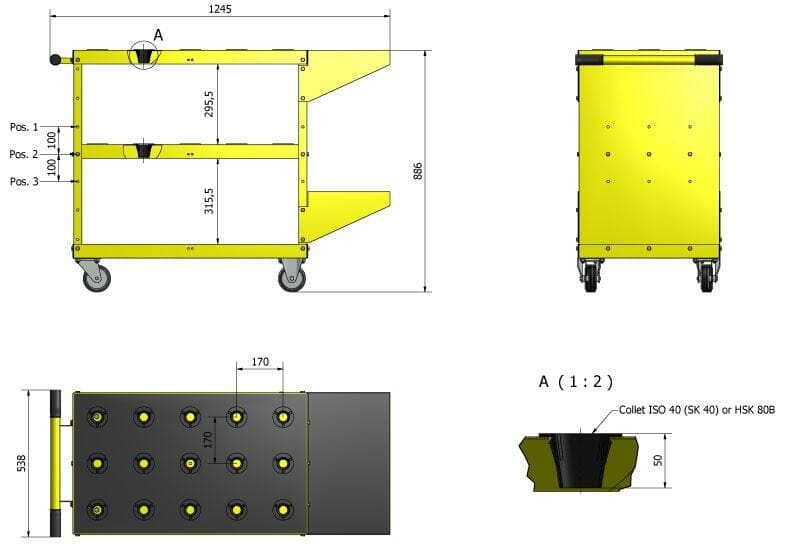 Aardwolf CNC Tooling Cart 30 - Heavy Duty Mobile Tool Storage for CNC Machines | Perfect for Workshop, Garage & Industrial Use