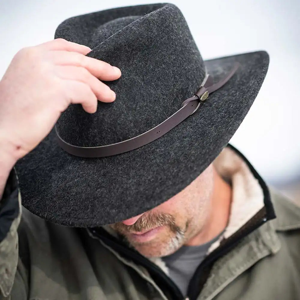 Scala Anchorage Crushable Wool Felt Outback Hat for Men & Women - Wide Brim Sun Protection for Outdoor Adventures, Hiking, and Travel