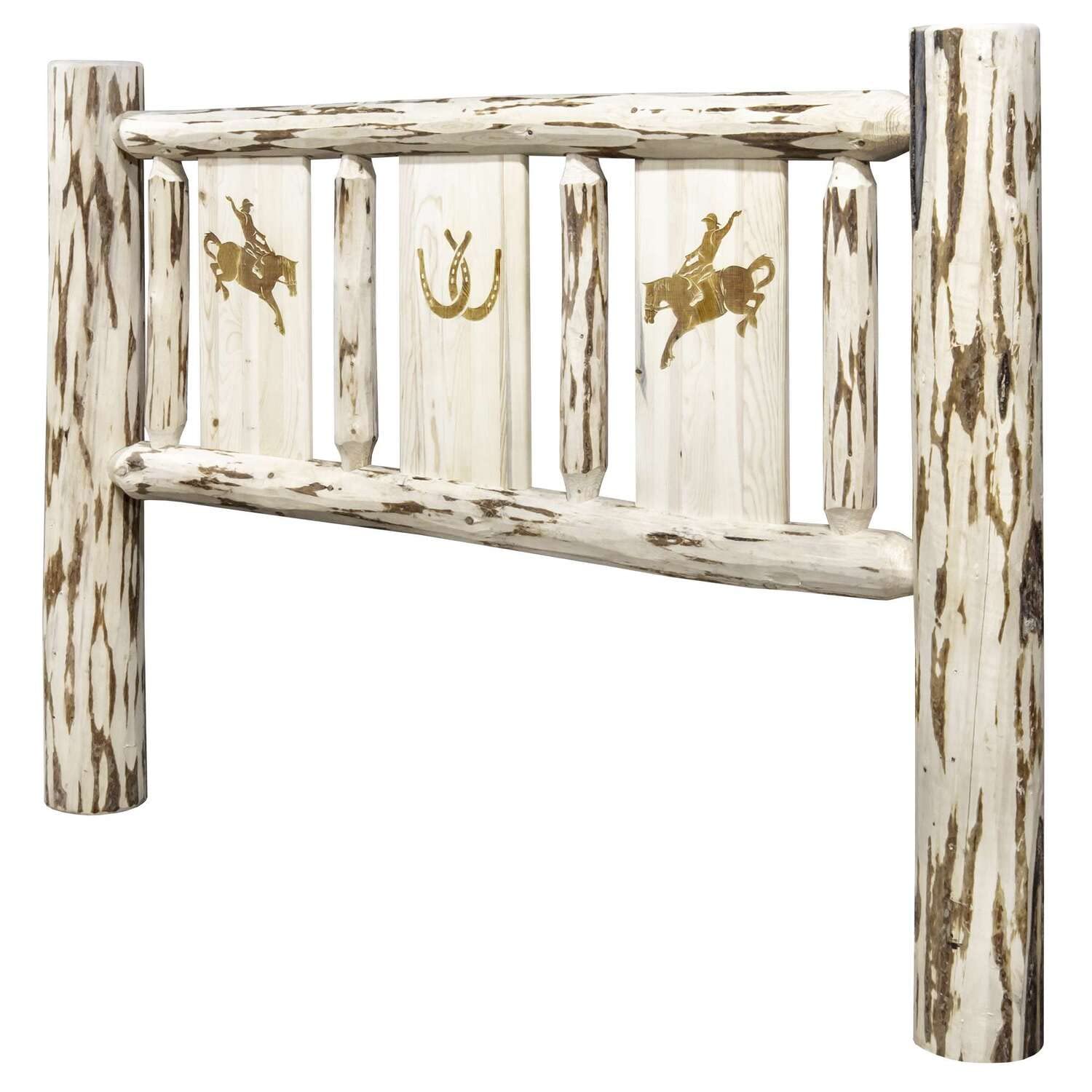 Montana Collection Twin Headboard with Laser Engraved Bronco Design - Unfinished Wood Headboard for Bedroom Decor | Perfect for Western Style Home, Ranch House or Cowboy Themed Bedroom
