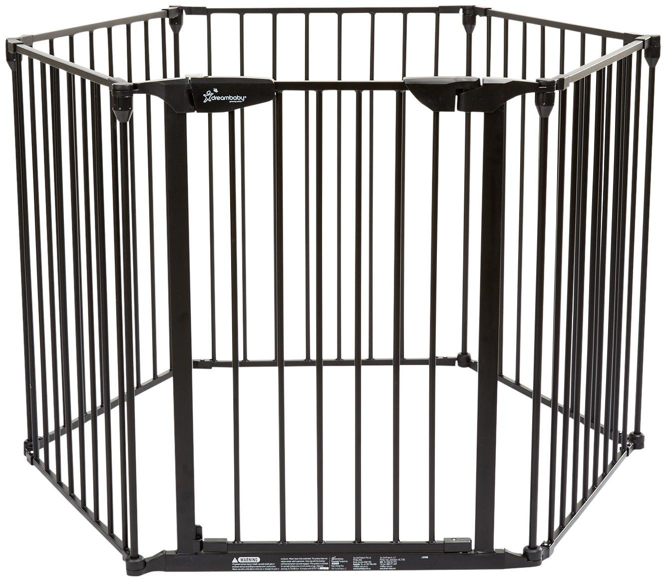 Dreambaby Mayfair Converta 3-in-1 Playpen - 6 Panel Baby Safety Gate & Toddler Play Yard | Foldable Design for Easy Storage | Secure Play Area for Infants & Kids | Perfect for Home, Nursery & Daycare Use - Black