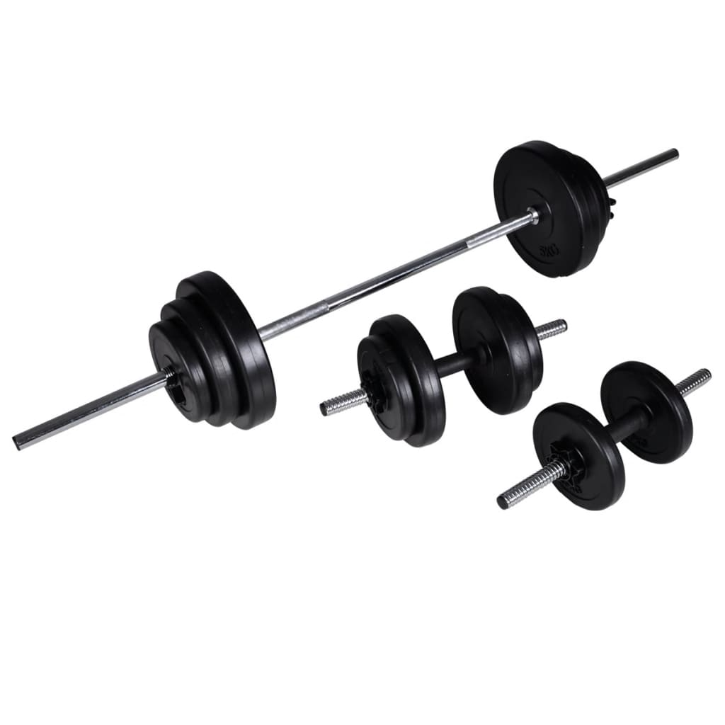vidaXL Adjustable Workout Bench with Barbell & Dumbbell Set 30.5kg - Home Gym Equipment for Strength Training & Weight Lifting