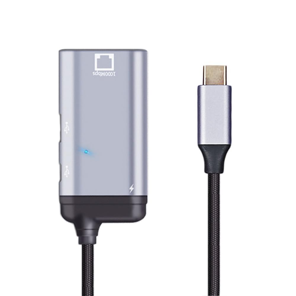 NFHK USB-C to Gigabit Ethernet Adapter with PD Power Port - 1000Mbps High-Speed LAN Network Dongle for MacBook Pro, iPad Pro, Surface Laptop - Perfect for Home Office, Gaming & Video Conferencing