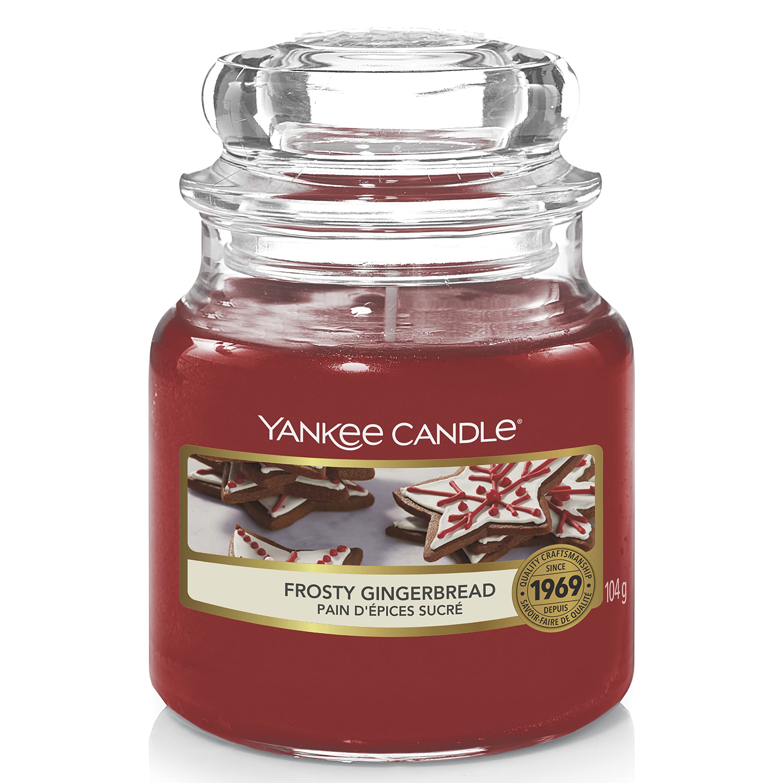 Yankee Candle Small Jar Scented Candle - Frosty Gingerbread Fragrance | Holiday Home Decor, Christmas Gift Idea & Cozy Winter Ambiance
