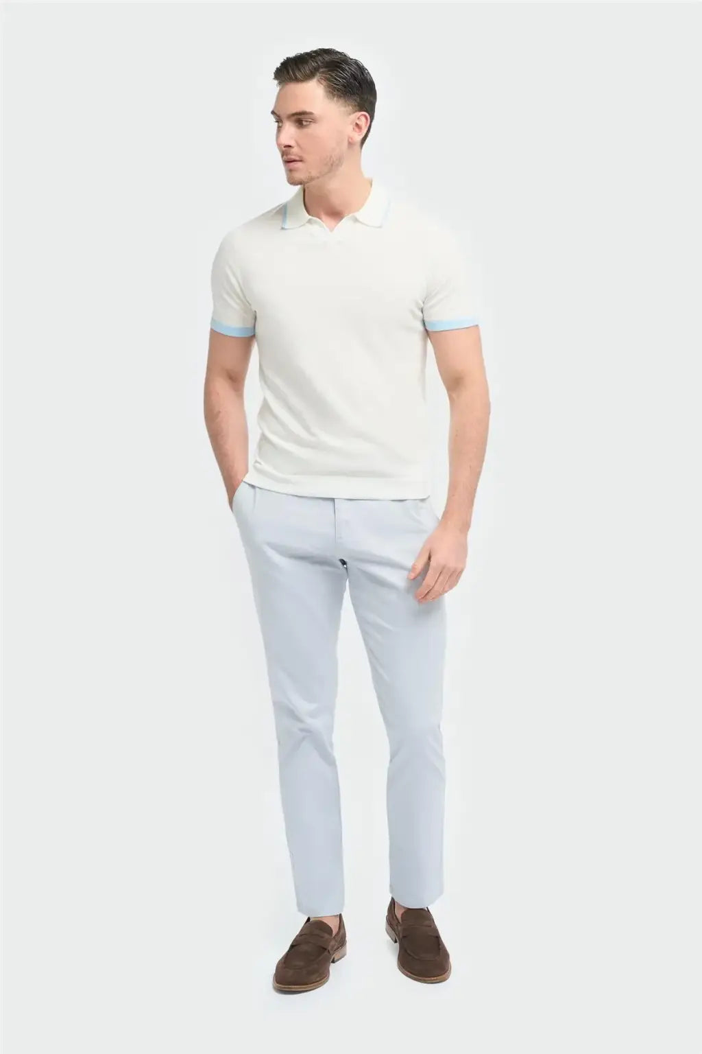 Cavani Hudson Arctic Satin Soft Stretch Fit Chinos for Men - Comfortable Slim Fit Dress Pants for Office, Business Casual & Travel