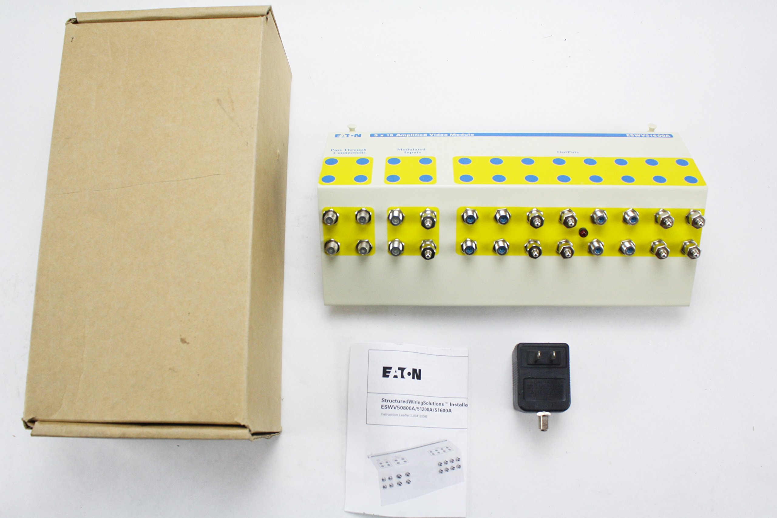 Eaton Cutler-Hammer ESWV51600A 5x16 Video Splitter Patch Panel - High-Quality Amplified Monitor Distribution for CCTV, Security Systems & Home Theater Setup