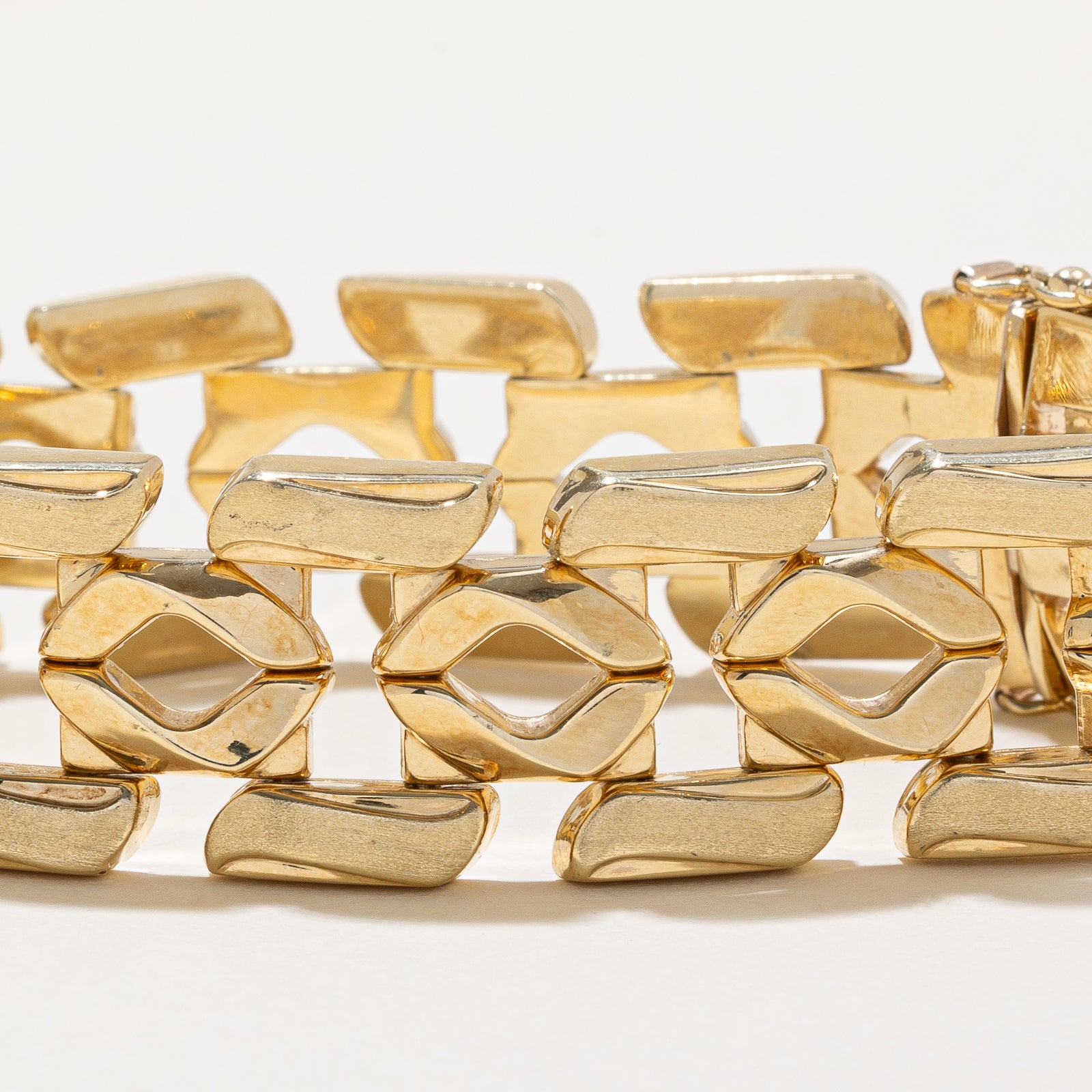 14K Yellow Gold Ornate Bracelet for Women - 20.85mm Wide, 7.5 Inches Adjustable - Elegant Handmade Jewelry for Parties, Weddings & Special Occasions