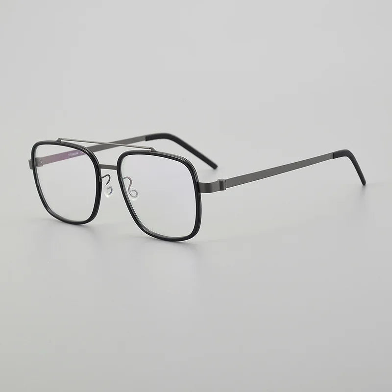 Stylish Black Unisex Titanium Square Full Rim Double Bridge Eyeglasses 19744 - Perfect for Work, Reading & Fashion Accessories