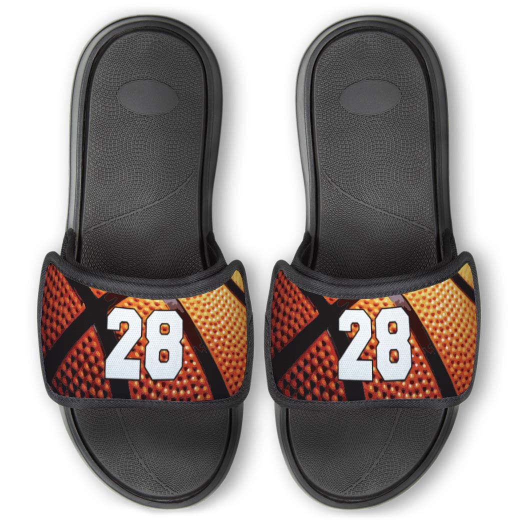 Repwell Basketball Slide Sandals with Custom Number - Breathable Sports Slides for Men & Women - Perfect for Gym, Locker Room, and Beach Wear