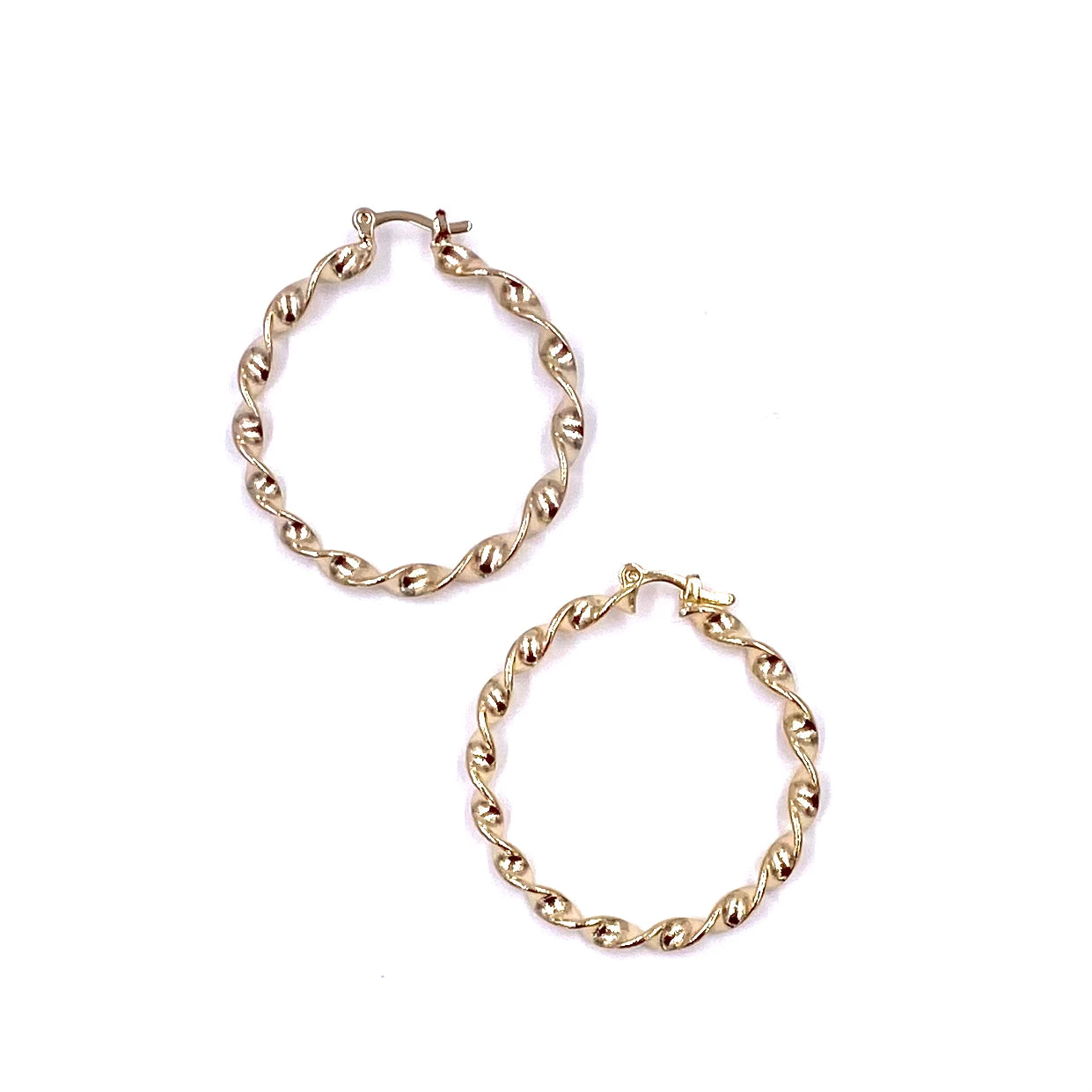Ashley Gold Stainless Steel Hoop Earrings - 18K Gold Plated Twisted Design Dangle Earrings for Women | Perfect for Parties, Weddings & Everyday Wear