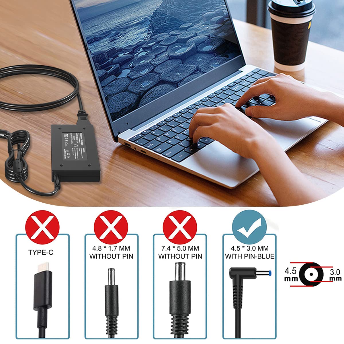 BURFLO 120W Laptop Charger for HP USB-C Dock G5 & OMEN/Envy Series - 4.5*3.0mm AC Power Adapter (Compatible with 5TW10AA, 5TW10UT, 5TW13AA, HP 15-AX000, 15-J000, 17-J000, M6-K000, M7-J000 Models) - Perfect for Home, Office & Travel Use