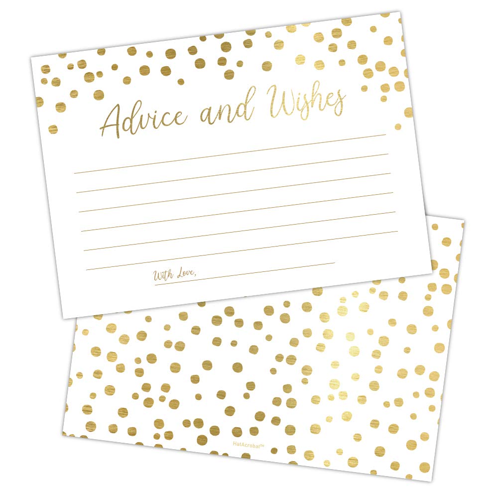 50 Elegant Gold Advice & Wishes Cards Set - Perfect Wedding Gift for Bride & Groom, Baby Shower, Bridal Party, Graduation, Anniversary & Retirement Celebrations - Ideal for Heartfelt Messages & Special Occasions