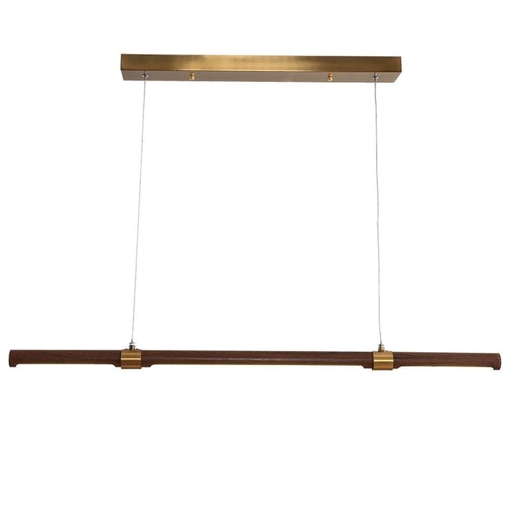 Nordic LED Light Bar - Modern Minimalist Walnut Hanging Pendant Lamp for Dining Table, Office, Studio, Bar & Bedroom (E27 Bulb, Warm White, 120cm) - Perfect for Ambient Lighting in Restaurants, Cafes and Home Decor
