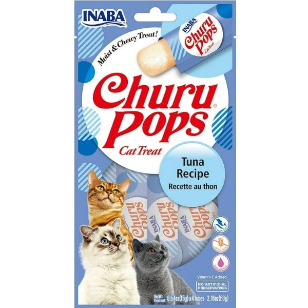 Inaba Churu Pops Tuna Flavor Cat Treats - Grain-Free Soft Puree Snacks for Cats - Perfect for Training, Bonding & Hydration