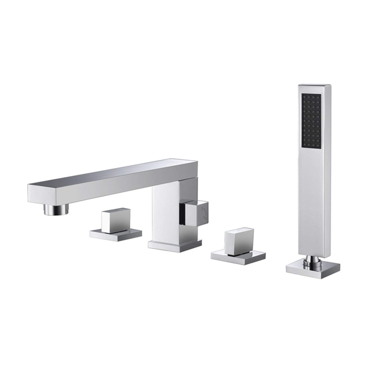2-Handle Deck-Mount Roman Bathtub Faucet with Hand Shower - Brass Bathroom Tub Faucet with 360° Swivel Spout & Shower Mixer Tap in Chrome Finish | Perfect for Modern Bathroom Renovation & Spa-Like Shower Experience