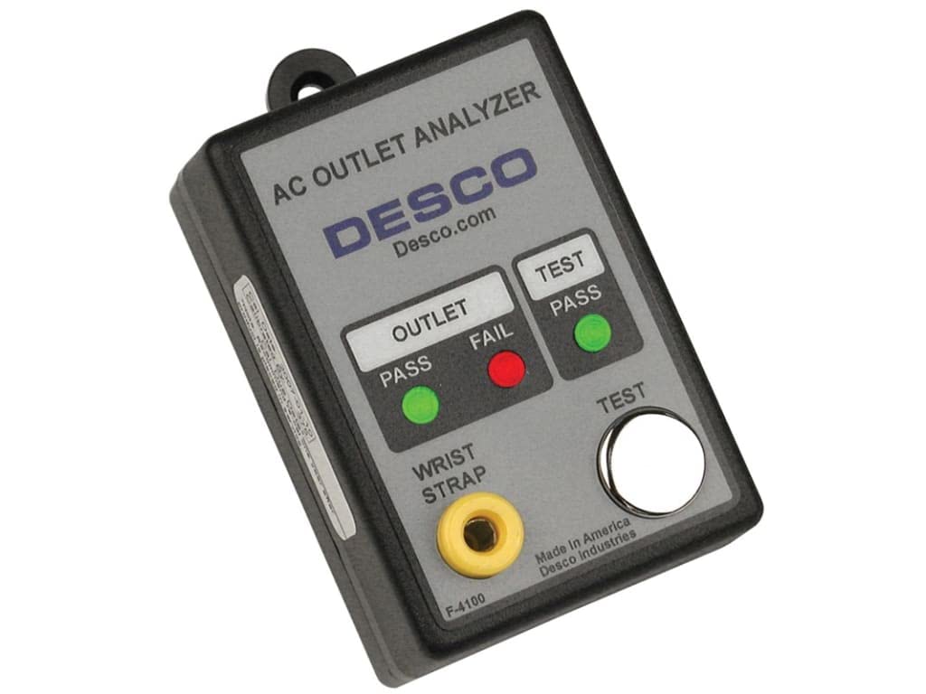 Desco 98132 AC Outlet & Wrist Strap Tester - ESD Safe Grounding Tester for Electronics Workbench | Perfect for ESD Protection in Electronics Manufacturing & Repair Labs