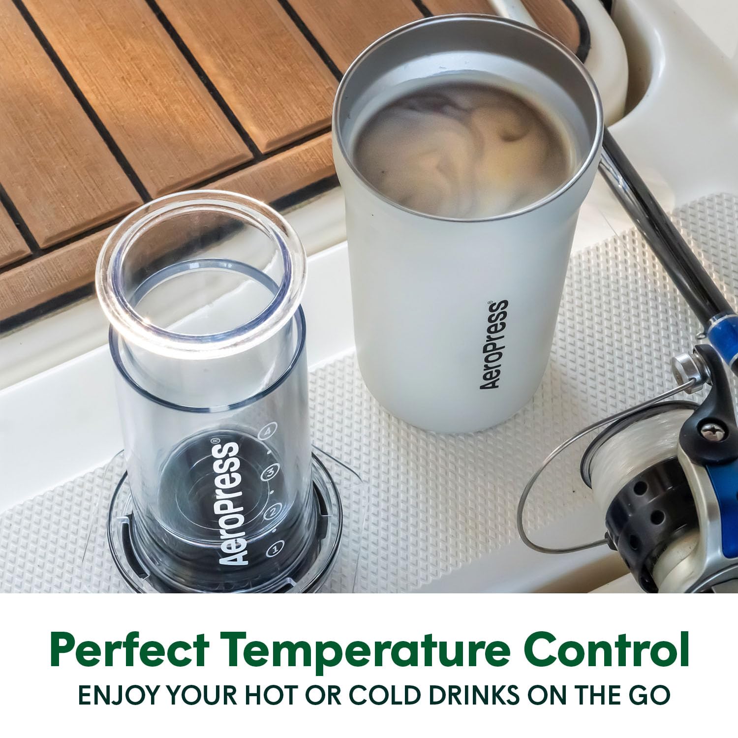 AeroPress Go Plus Portable Travel Coffee Maker - 3-in-1 French Press, Pour Over & Espresso Brewer for Camping & Outdoor Use - Bitter-Free Full-Bodied Coffee Kit with Cream (Ideal for Backpacking, Road Trips & Office Use)