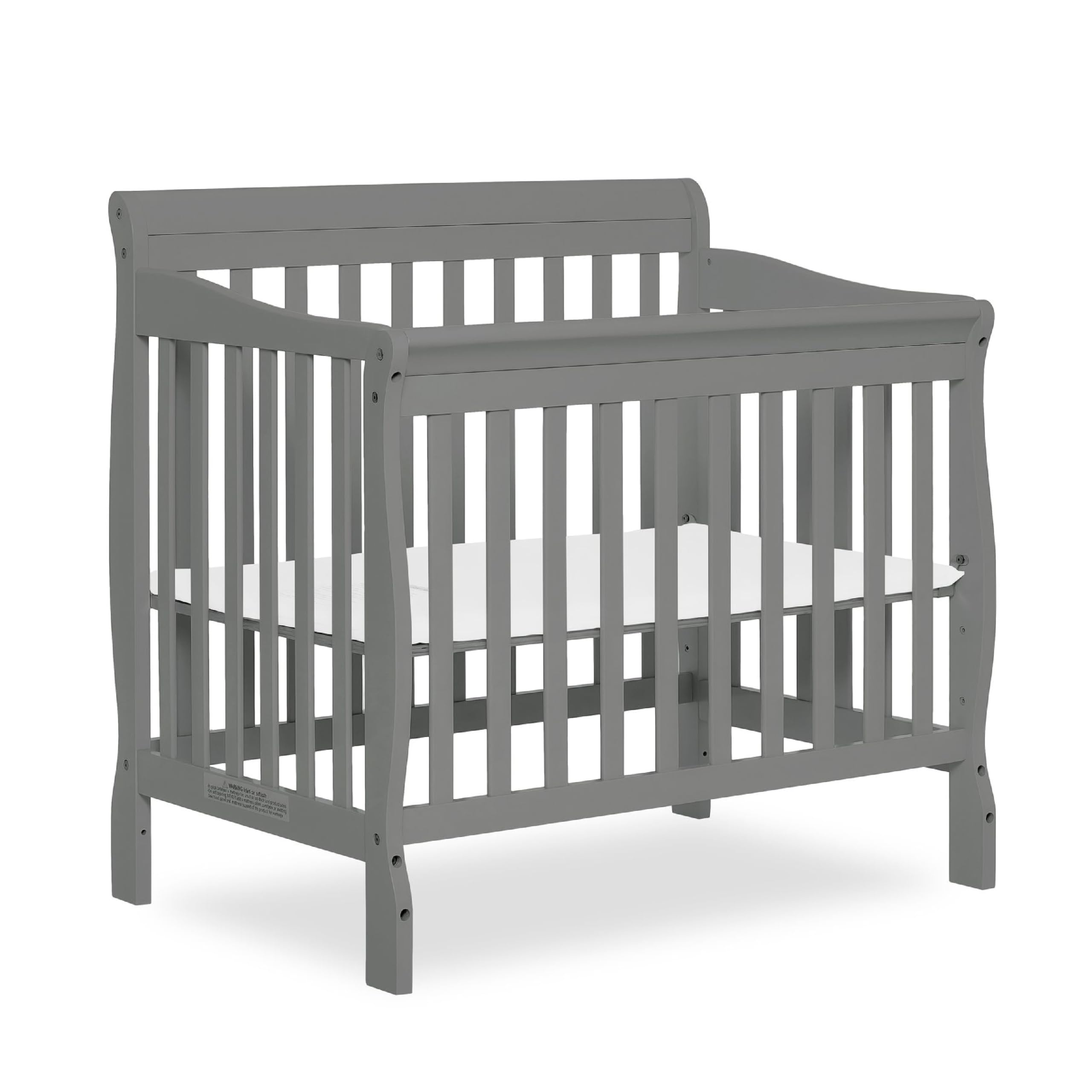 Dream On Me Aden 4-in-1 Convertible Mini Crib - Steel Grey | Greenguard Gold Certified | Non-Toxic New Zealand Pinewood | 3 Adjustable Mattress Heights | Perfect for Nursery, Small Spaces & Travel
