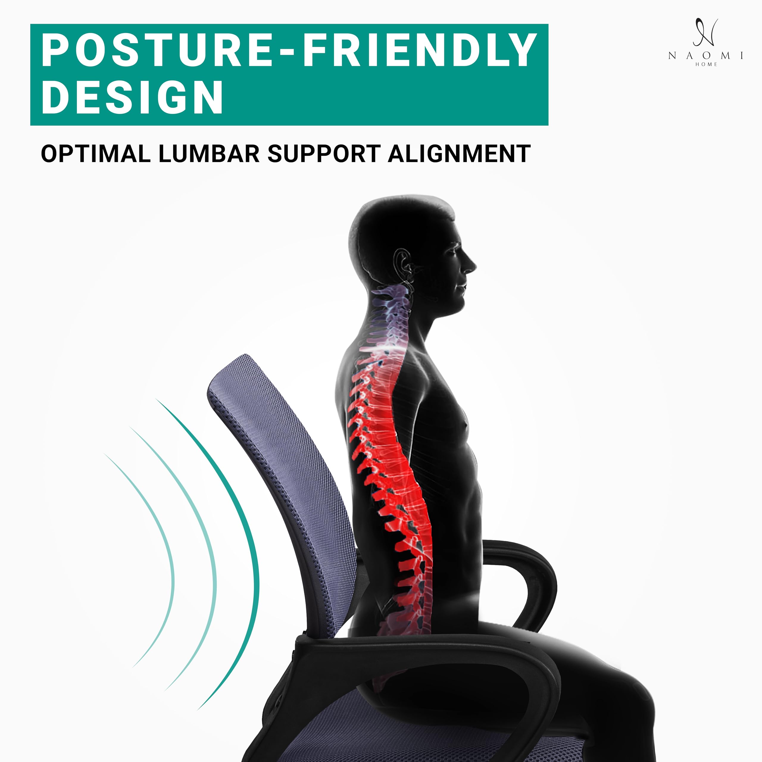 Ergonomic Office Chair with Adjustable Lumbar Support - Comfortable Swivel Rolling Desk Chair for Home & Office, White Executive Computer Chair for Small & Tall Desks - Perfect for Remote Work, Gaming, and Long Study Sessions - Gray