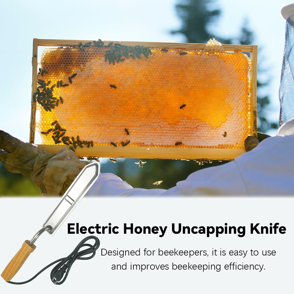 Stainless Steel Electric Honey Uncapping Knife - Beekeeping Tool for Honeycomb Extraction | Perfect for Harvesting Honey from Beehives & DIY Beekeepers