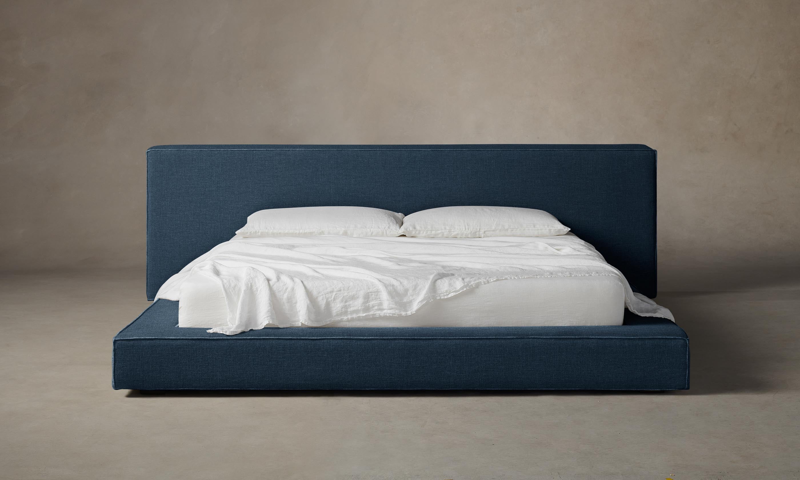 The Eldridge Bed - Premium Performance Linen Weave Bay Color Queen Size Bed Frame for Modern Bedroom | Stylish & Comfortable Home Furniture for Master Bedroom, Guest Room, or Airbnb