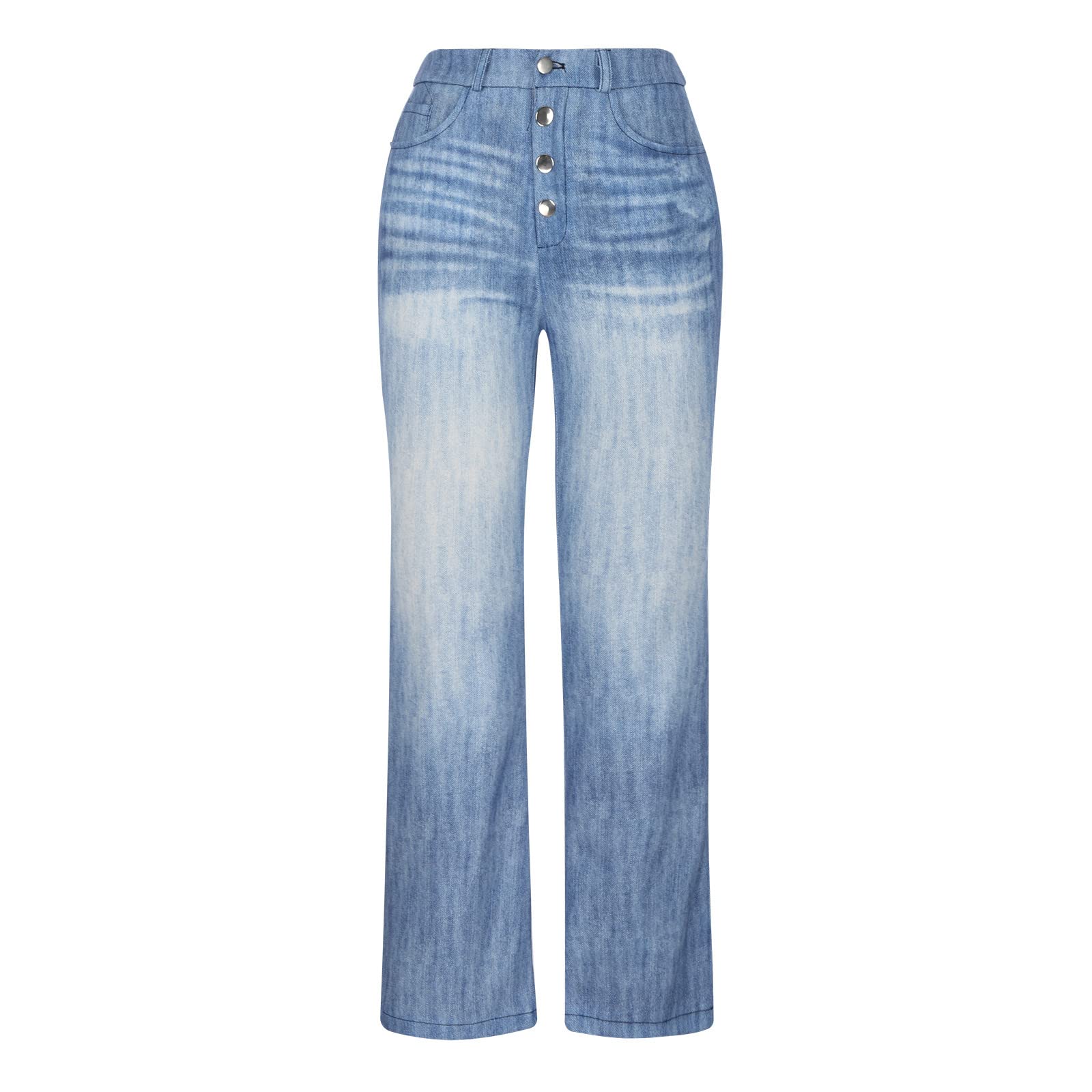 Women's High Waisted Bell Bottom Fake Denim Pants 2024 - Casual Slim Fit Bootcut Flare Wide Leg Stretch Jeans for Trendy Outfits | Perfect for Parties, Dating & Everyday Wear
