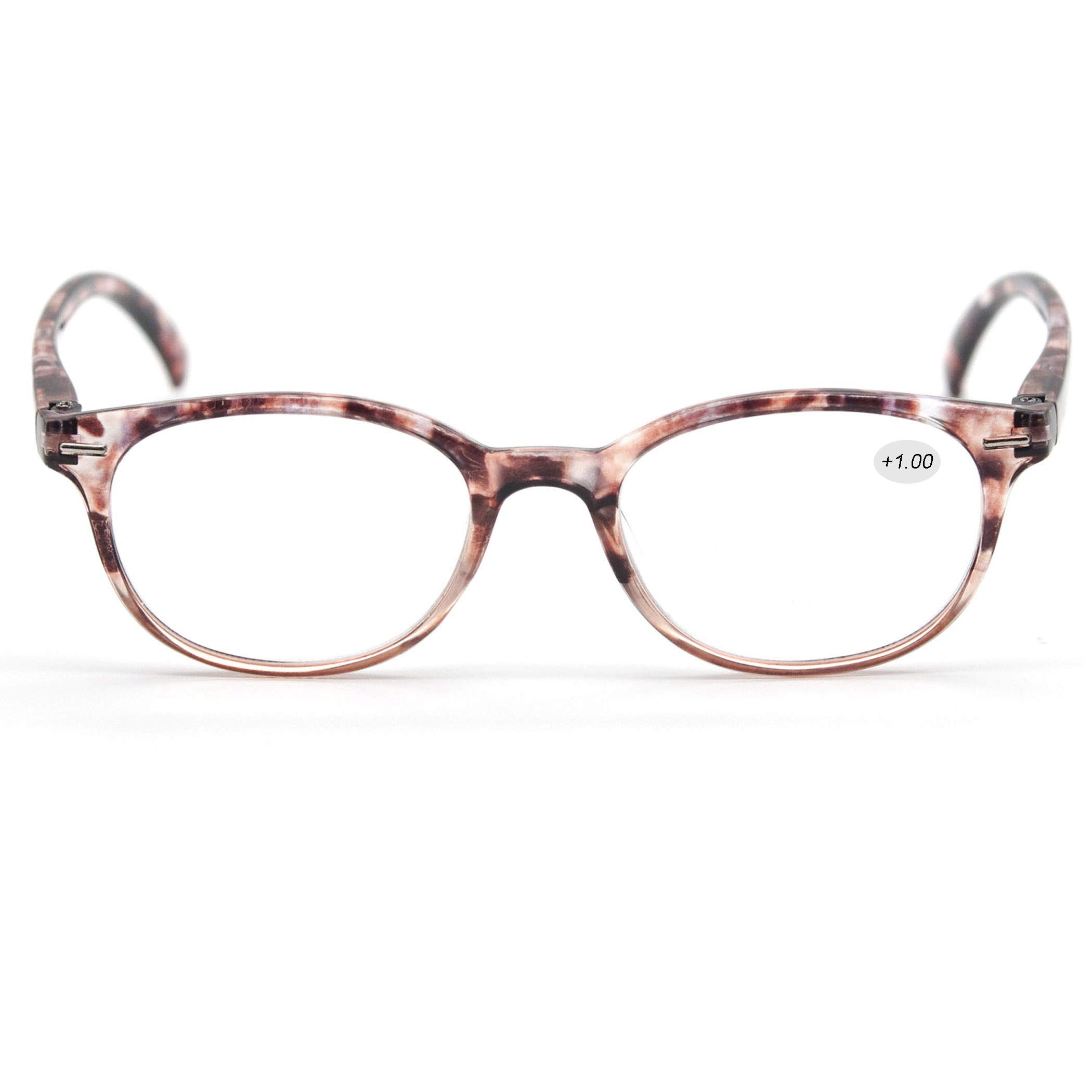 Stylish Round Reading Glasses for Men & Women - 3 Pairs with Spring Hinge (+3.00 Magnification) - Perfect for Reading Books, Using Phones & Working on Computers