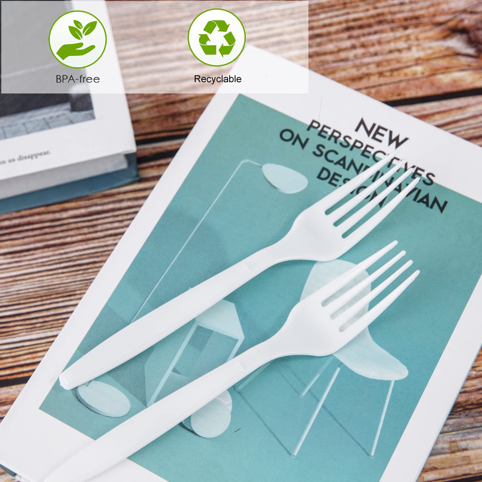 Liacere 360-Pack Heavy Duty White Plastic Forks - 6.7 Inch Disposable Cutlery for Parties, Picnics, BBQs, Catering & Restaurants - Durable Eco-Friendly Plastic Utensils Bulk Pack