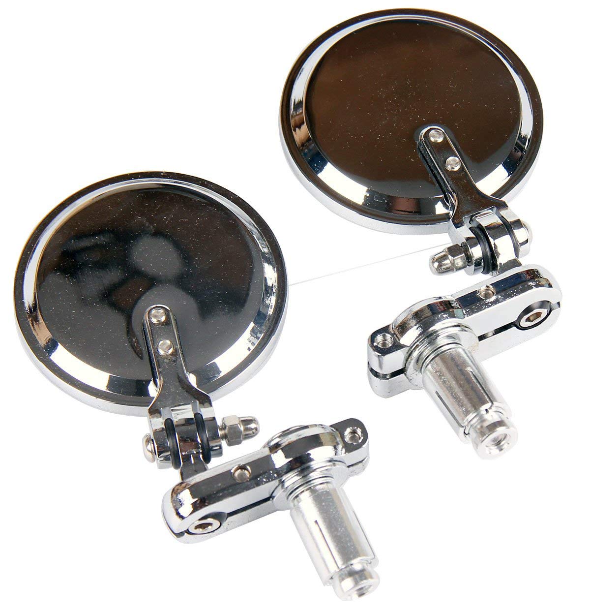 Silver Finish Folding Round Billet Bar End Mirrors for 2017 Ducati Scrambler Cafe Racer - Universal Motorcycle Accessories for Enhanced Safety and Style on Cruisers, Street Bikes & Cafe Racers