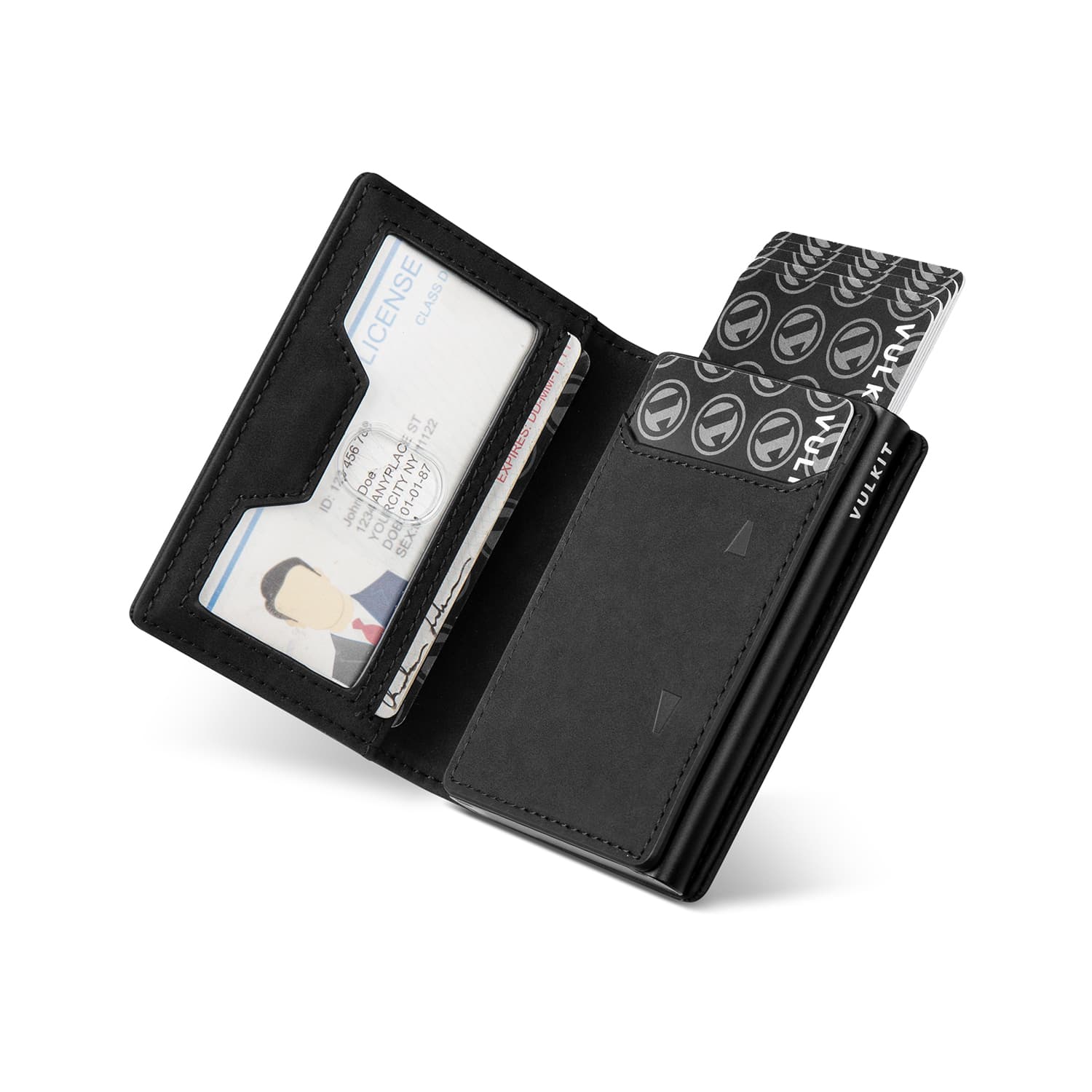VC502 RFID Blocking Card Holder with Card Ejector - Slim Wallet with Zipper Coin Pocket, ID Window & Magnetic Closure - Perfect for Travel, Business & Everyday Use